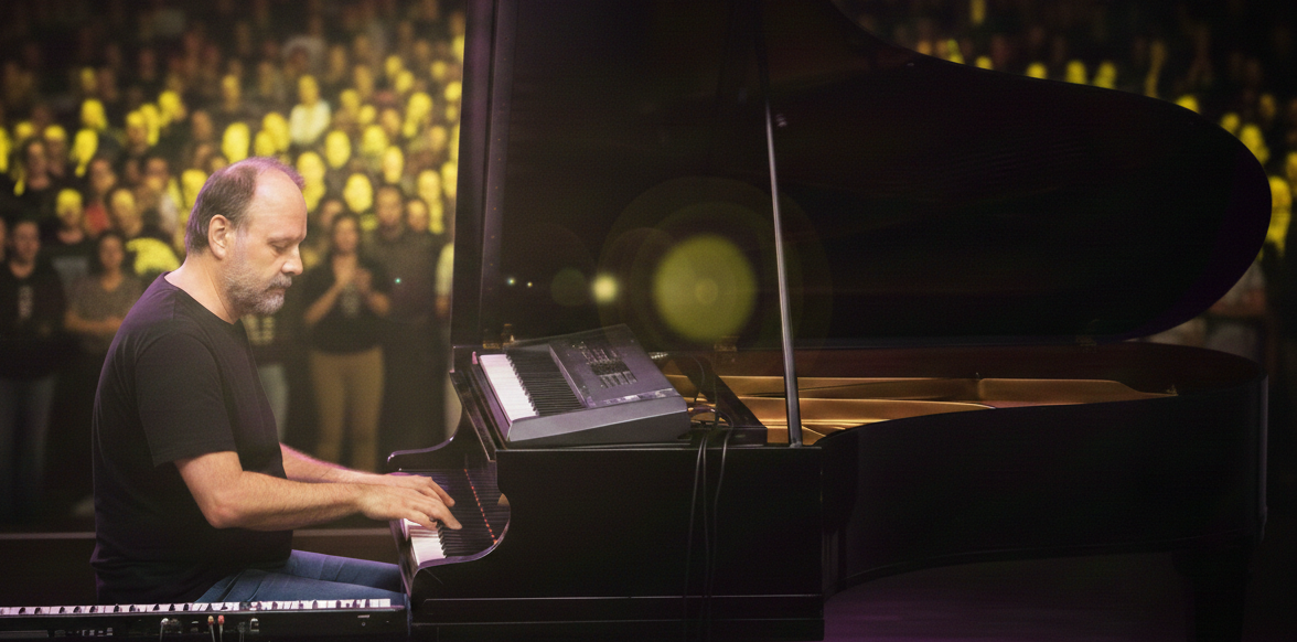 Profesor Luis Alderotti tocando el piano